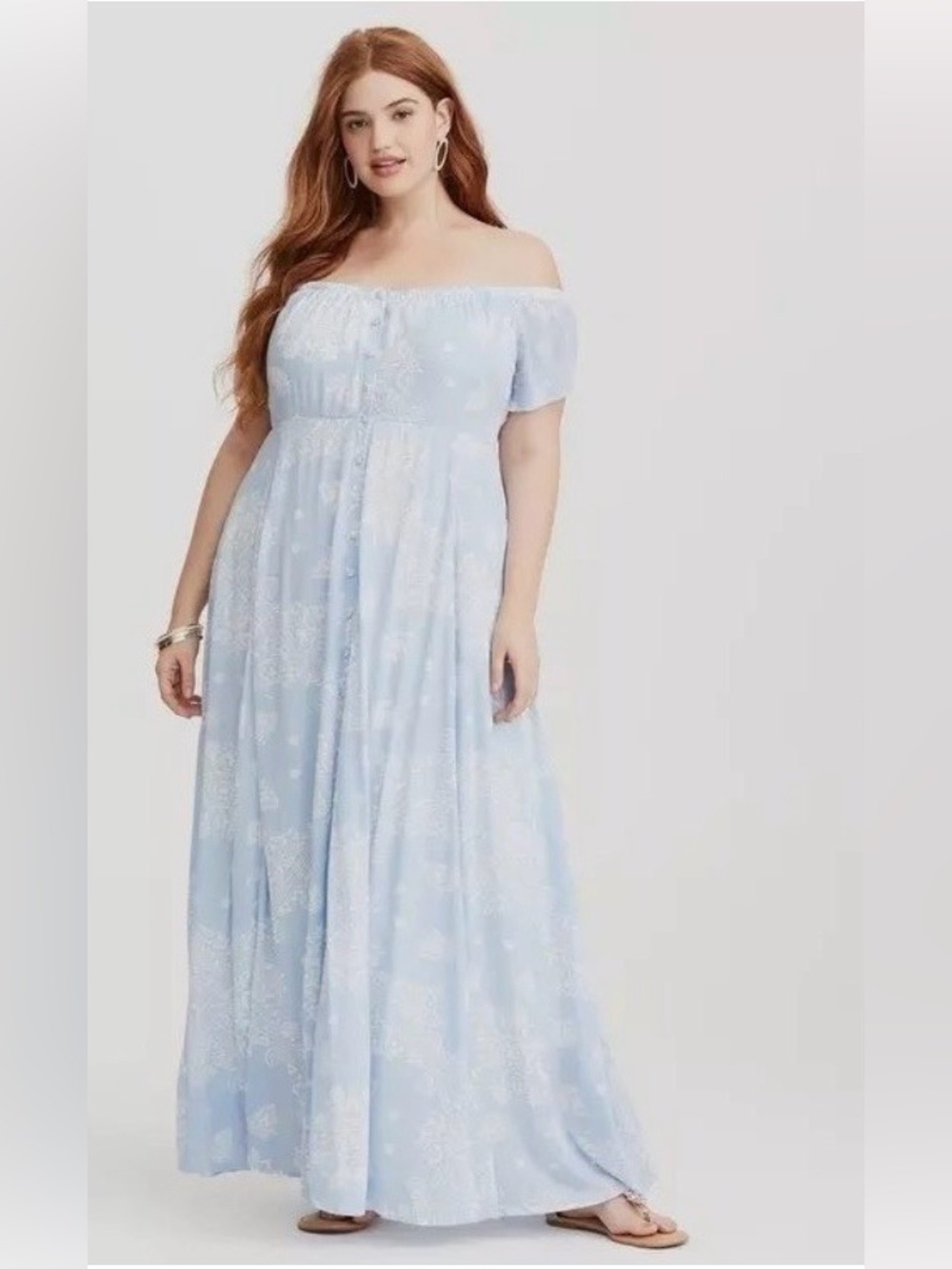torrid Light Blue Off-Shoulder Maxi Dress